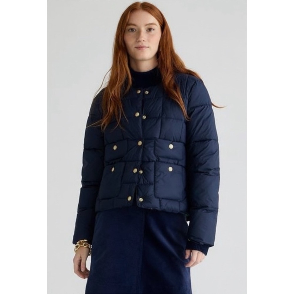 J.Crew | Quilted Lady Puffer Jacket 4 Navy Blue PrimaLoft‎ BU110 Winter 2023